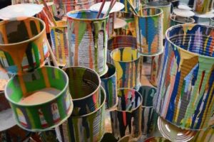 leftover cans of paint